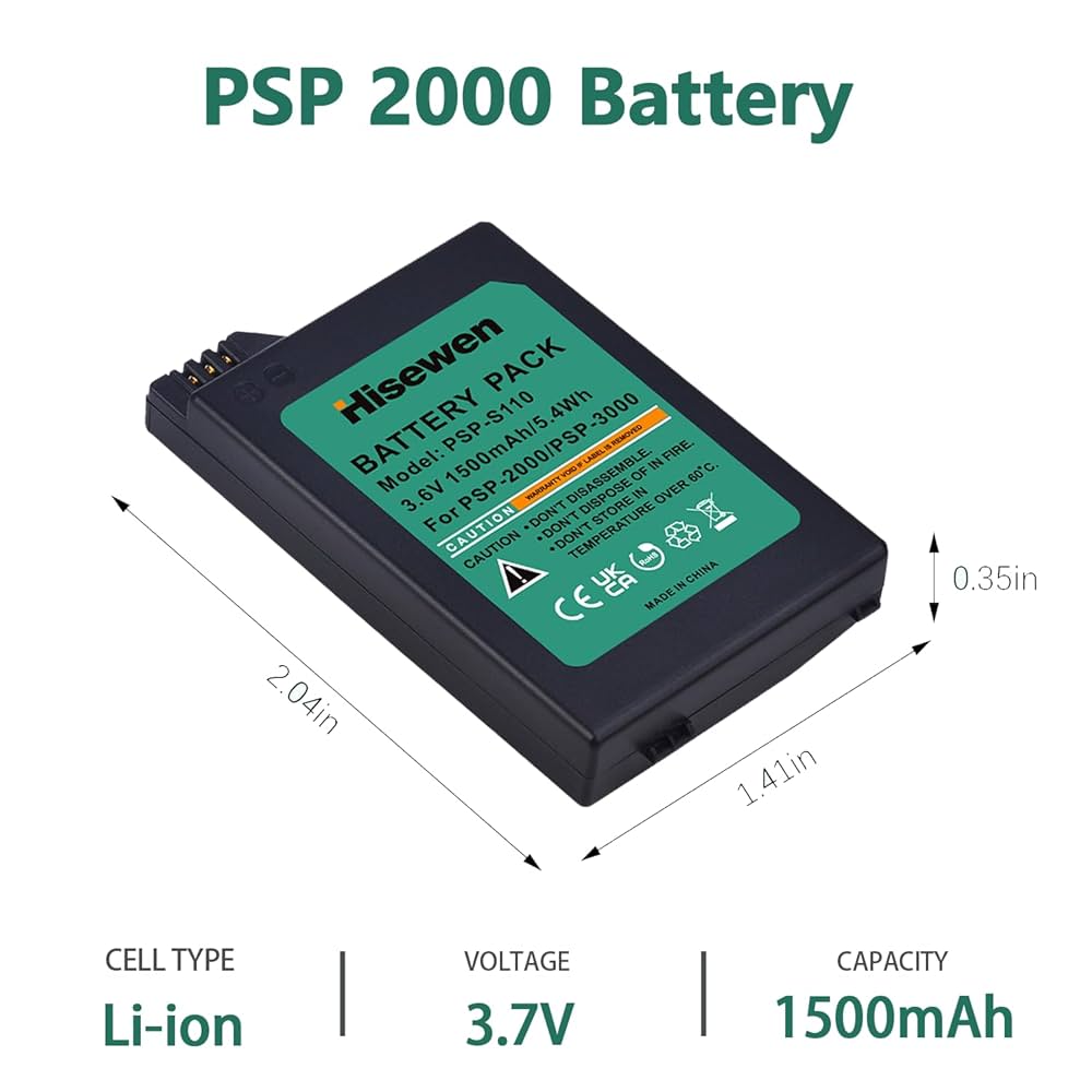 Amazon.com: Hisewen PSP 3000 Battery with PSP Charger Cable